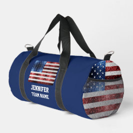 USA Flaggen Rot-Blau-Glitzern Benutzerdefinierter  Duffle Bag