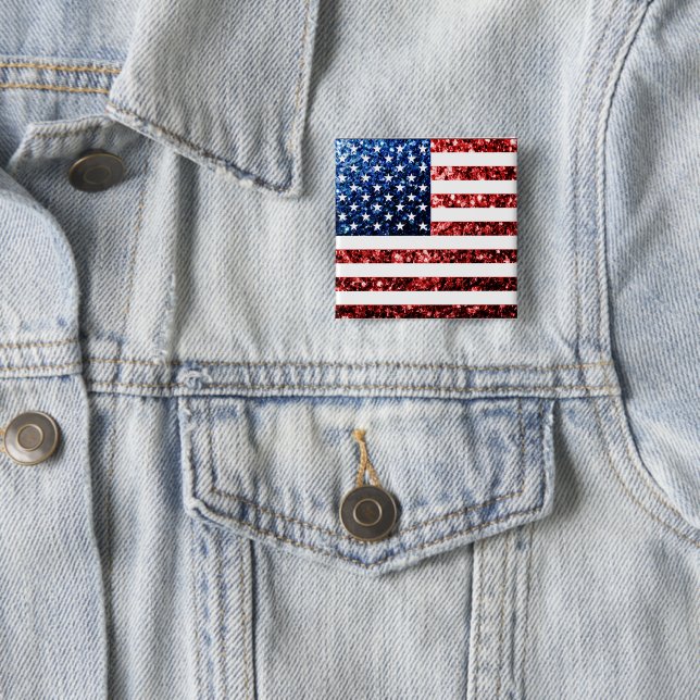 USA Flaggen Rot-Blau-Glitzern Glitzern Button (Beispiel)
