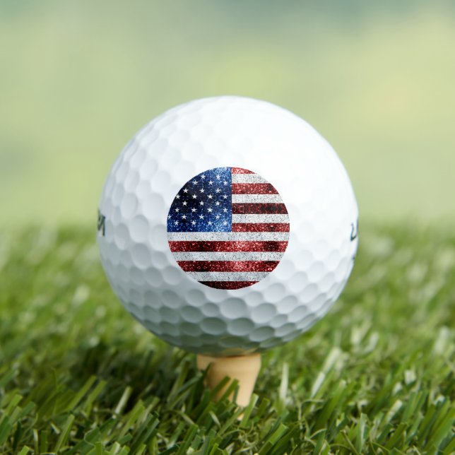 USA Flaggen Rot-Blau-Glitzern Glitzern Golfball (Insitu T-Shirt)