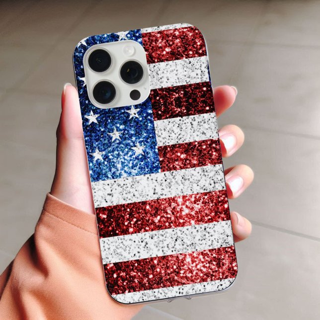 USA Flaggen Rot-Blau-Glitzern Glitzern iPhone 16 Pro Max Hülle (Von Creator hochgeladen)