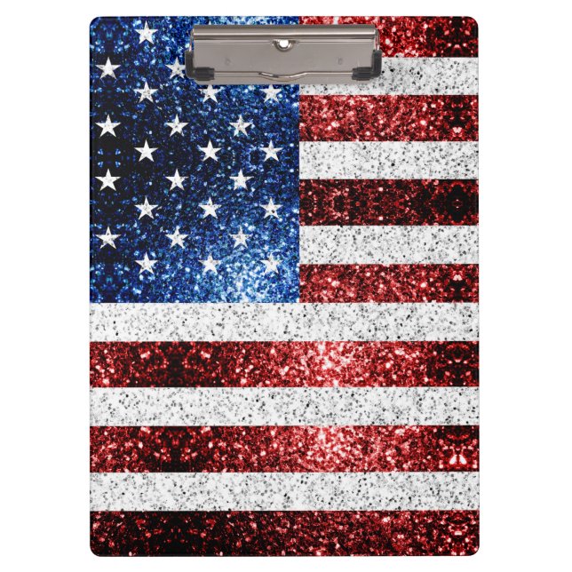 USA Flaggen Rot-Blau-Glitzern Glitzern Klemmbrett (Vorderseite)