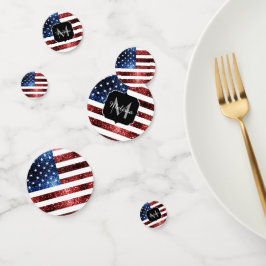 USA Flaggen Rot-Blau-Glitzern Glitzern Monogram Konfetti