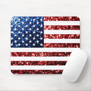USA Flaggen Rot-Blau-Glitzern Glitzern Mousepad