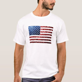 USA Flaggen Rot-Blau-Glitzern Glitzern T-Shirt