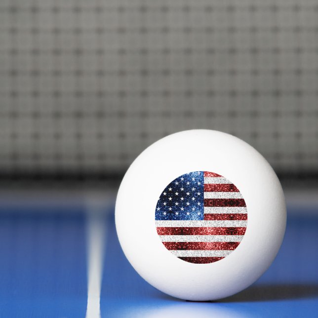 USA Flaggen Rot-Blau-Glitzern Glitzern Tischtennisball (Netto)
