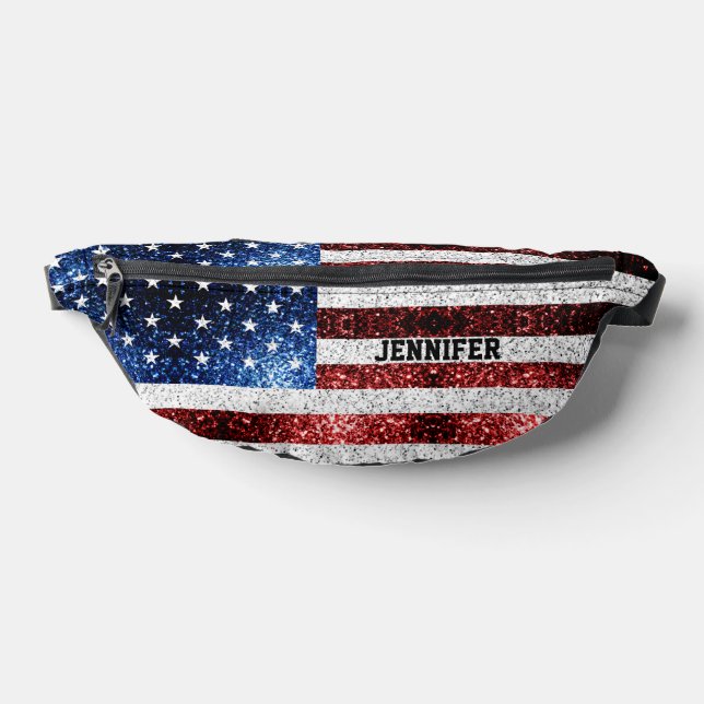USA Flaggen Rot-Blau-Glitzern Individuelle Name Bauchtasche (Ablage )
