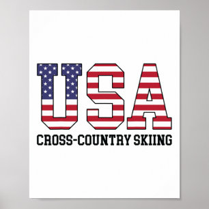 USA-Flaggen-Skifahrer - Amerikanischer USA-Langlau Poster