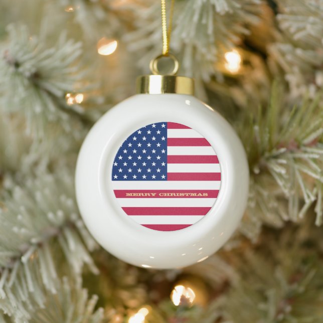 USA Flaggen Streifen American Patriotic Holiday Keramik Kugel-Ornament (Baum)