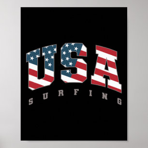 Usa-Flaggen-Team-Surf-Support-Athlet-Surfen-Frauen Poster