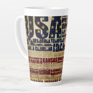 USA-Flaggen-Wortwolke Alle 50 Staaten Kunst Milchtasse