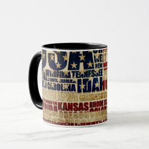 USA-Flaggen-Wortwolke Alle 50 Staaten Kunst Tasse