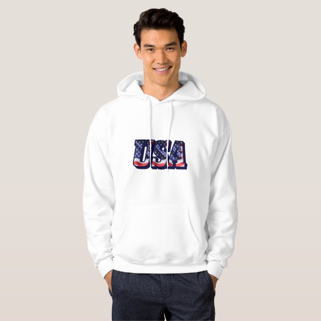 USA Flaggenbriefe, Flag Männergedecktes Sweatshirt (Vorne ganz)