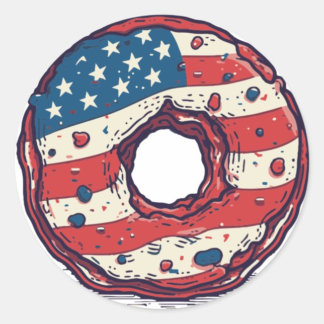🍩 USA Flaggendonut Runder Aufkleber (Vorderseite)