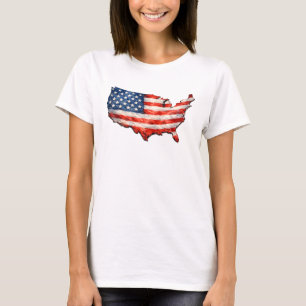 USA-Flaggenkarte - Ich liebe mein Land Patriotisch T-Shirt