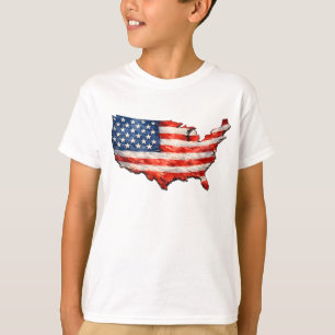USA-Flaggenkarte - Ich liebe mein Land Patriotisch T-Shirt