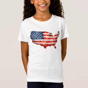USA-Flaggenkarte - Ich liebe mein Land Patriotisch T-Shirt