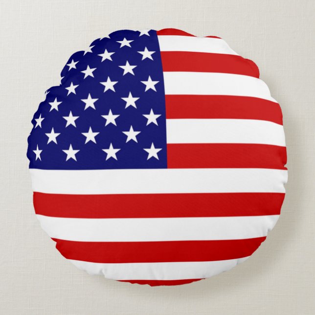 USA-Flaggenmarke Rundes Kissen (Vorderseite)