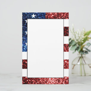 USA Flaggenrot-blaue Glitzern Glitzer Briefpapier