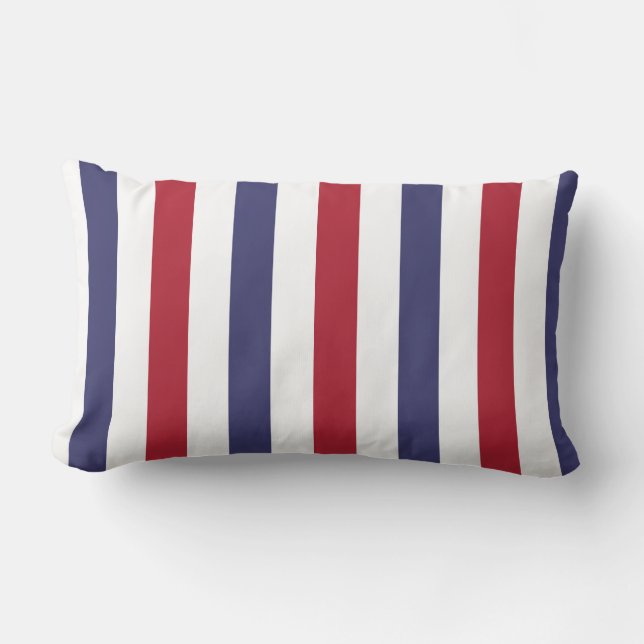 USA Flaggenrot und Flaggenblau weiße Streifen auf  Lendenkissen (Vorderseite)