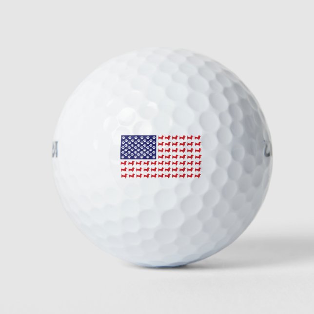 USA-Flaggenstaaten-Dackel Golfball (Vorderseite)