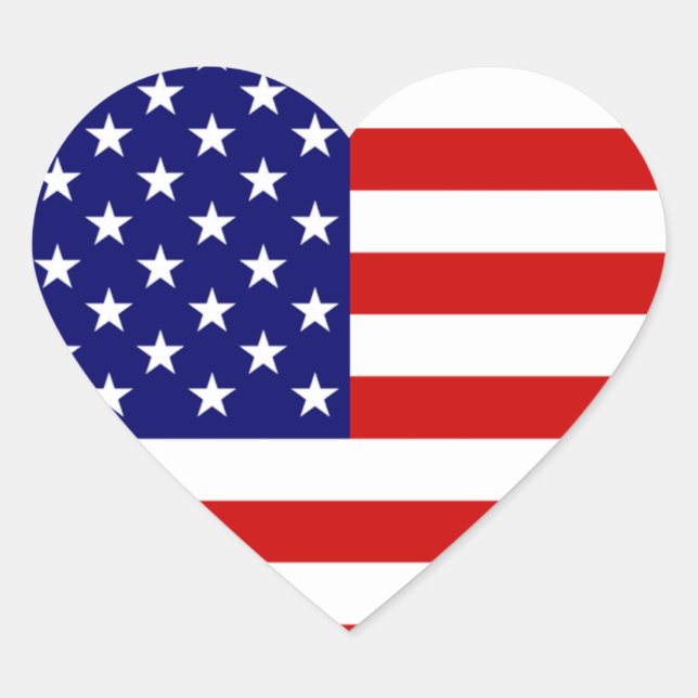 USA-Flaggenstand Herz-Aufkleber (Vorderseite)