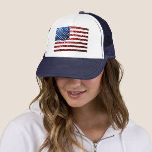 USA flagrot blaue Glitzern AMERICA Personalize Truckerkappe