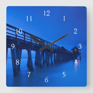USA, Florida, Golfküste, Naples, Naples Pier Quadratische Wanduhr