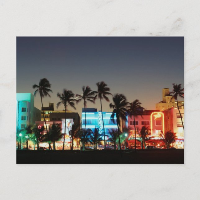 USA, Florida, Miami Beach, Ocean Drive, Art Deco Postkarte (Vorderseite)