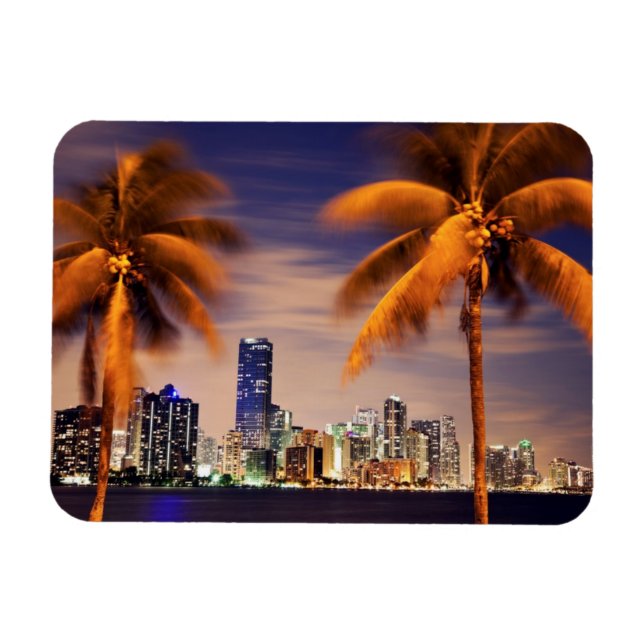 USA, Florida, Miami-Skyline bei Dämmerung Magnet (Horizontal)