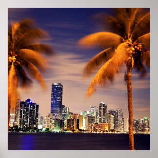 USA, Florida, Miami-Skyline bei Dämmerung Poster