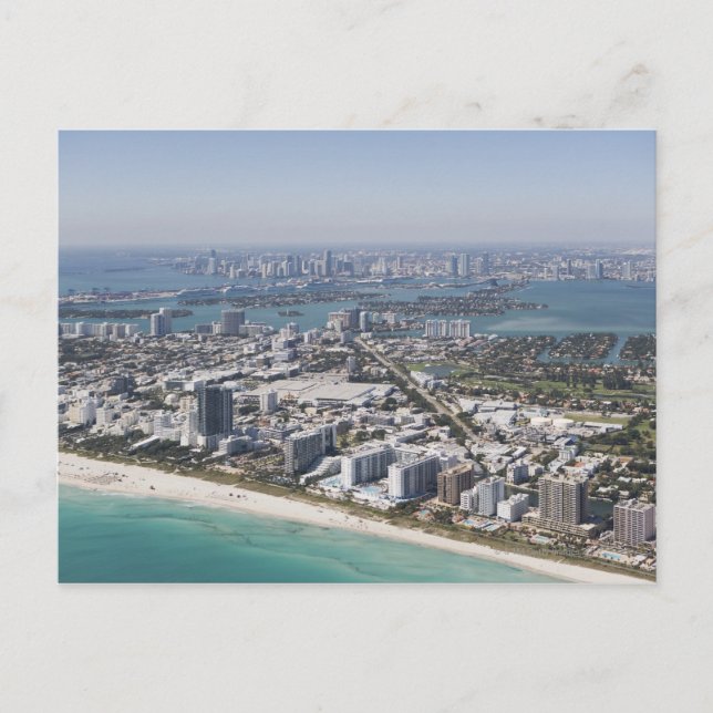 USA, Florida, Miami, Stadtbild mit Strand 3 Postkarte (Vorderseite)