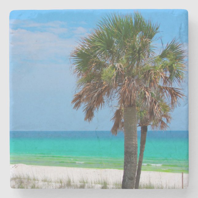 USA, Florida. Palmen an der smaragdgrünen Küste Steinuntersetzer (Vorderseite)