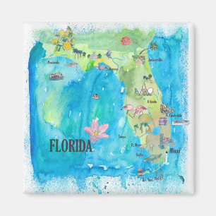 USA Florida Staat Vintage Karte mit Highlights Magnet