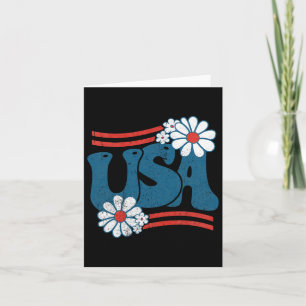 Usa Flower Patriotisch 4. Juli Groovy Amerikanisch Karte