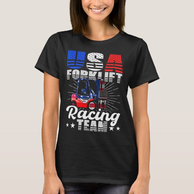 USA Forklift Operator Racing Team Warehouse T-Shirt (Vorderseite)