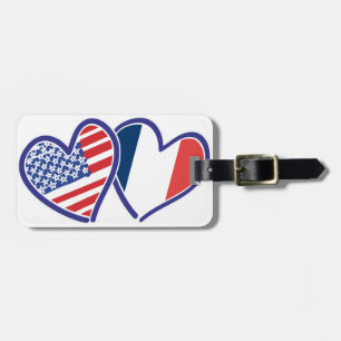 USA Frankreich Liebe Hearts Gepäckanhänger