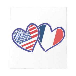 USA Frankreich Liebe Hearts Notizblock