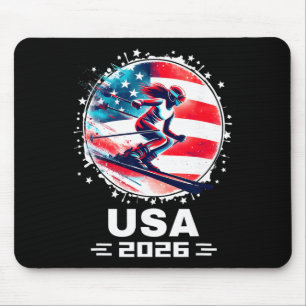 Usa Frauen Vereinigte Staaten Amerikanische Flagge Mousepad