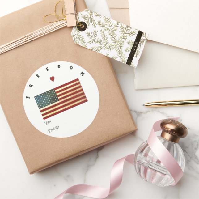 USA Freedom Flag Classic Round Aufkleber (Schenken)