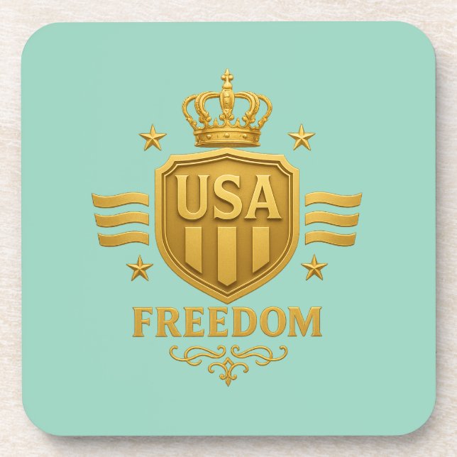 USA Freedom Golden Emblem Untersetzer - Set von 6 (Vorderseite)