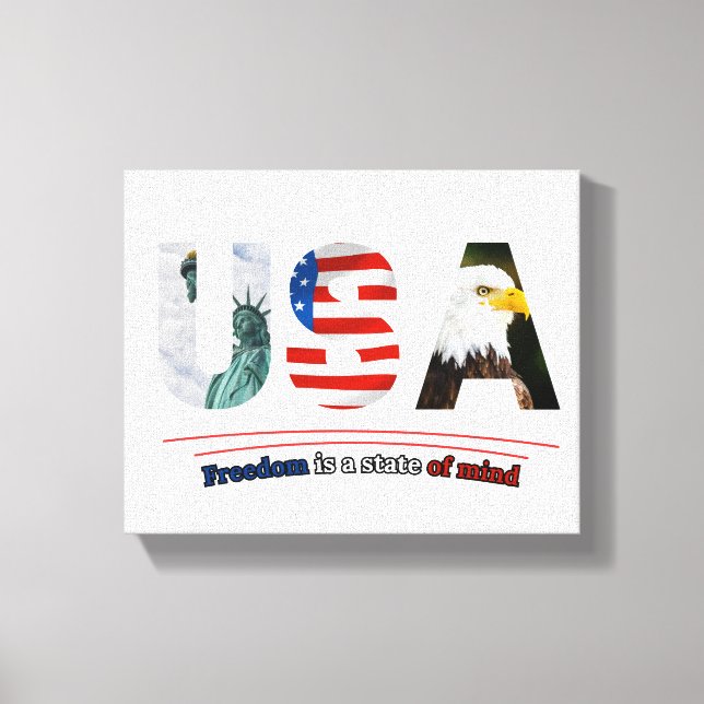 "USA – Freedom Is a State of Mind" Leinwanddruck (Vorderseite)