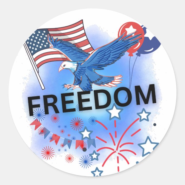 USA Freiheit Runder Aufkleber (Vorderseite)