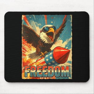 USA Freiheit Weißkopfseeadler Reitet Auf Feuerwerk Mousepad