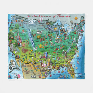 USA Fun Map Fleecedecke