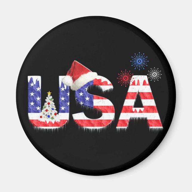 USA für Weihnachten Magnet (Vorne)