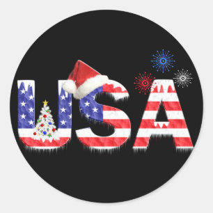 USA für Weihnachten Runder Aufkleber