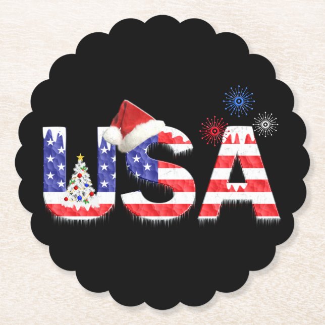 USA für Weihnachten Untersetzer (Vorderseite)