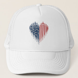 USA Fußball Herz Patriotischer Drip Flag Kampfjet Truckerkappe
