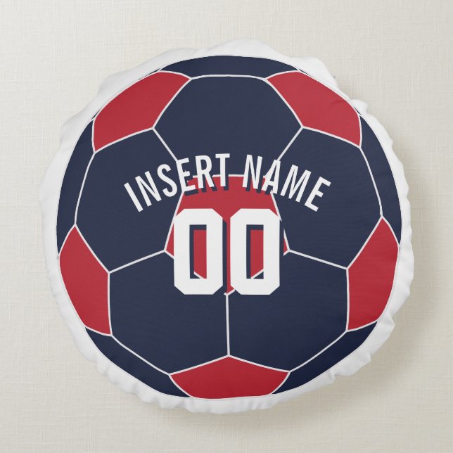 USA Fußball Name Rundes Kissen (Rückseite)