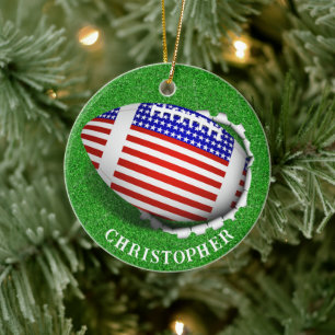 USA Fußball reißt Weihnachten heraus Keramik Ornament